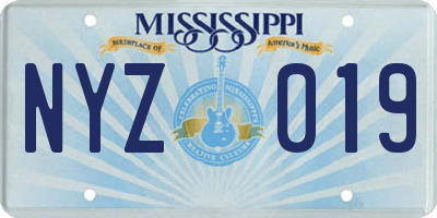 MS license plate NYZ019