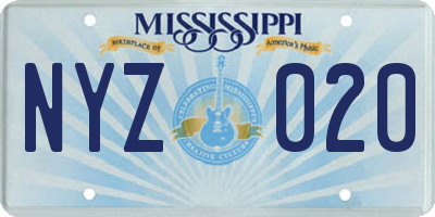MS license plate NYZ020