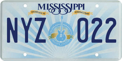 MS license plate NYZ022