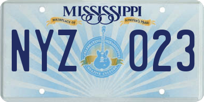 MS license plate NYZ023