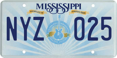 MS license plate NYZ025