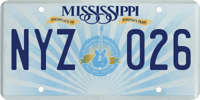 MS license plate NYZ026