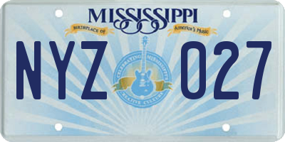 MS license plate NYZ027
