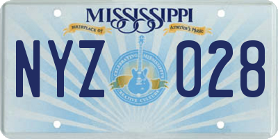 MS license plate NYZ028
