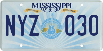 MS license plate NYZ030