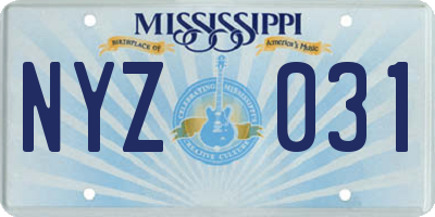MS license plate NYZ031