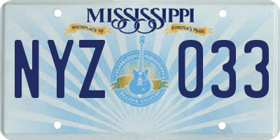 MS license plate NYZ033