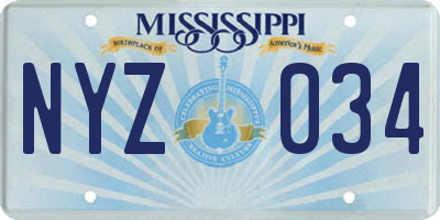 MS license plate NYZ034