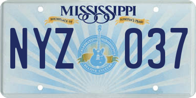 MS license plate NYZ037