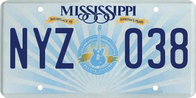 MS license plate NYZ038