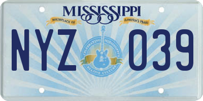 MS license plate NYZ039