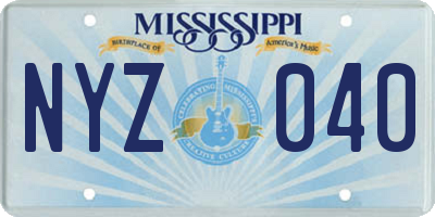 MS license plate NYZ040