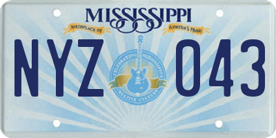 MS license plate NYZ043