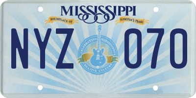 MS license plate NYZ070