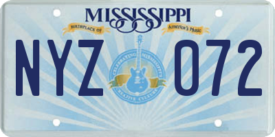 MS license plate NYZ072