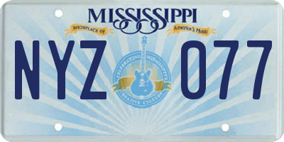MS license plate NYZ077