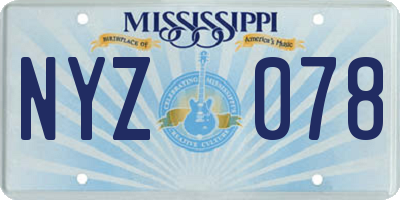 MS license plate NYZ078