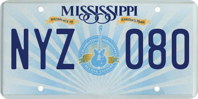 MS license plate NYZ080
