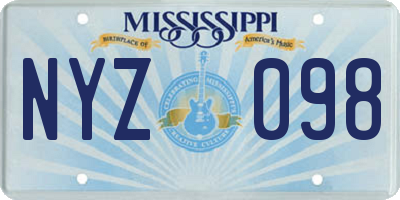 MS license plate NYZ098