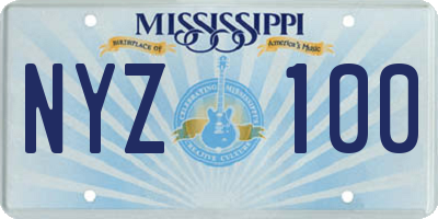 MS license plate NYZ100