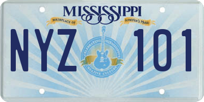 MS license plate NYZ101
