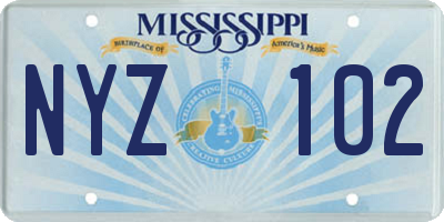 MS license plate NYZ102