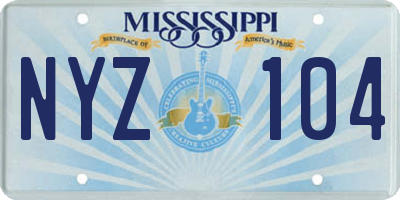 MS license plate NYZ104