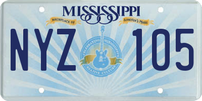 MS license plate NYZ105