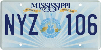 MS license plate NYZ106