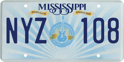 MS license plate NYZ108