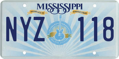 MS license plate NYZ118