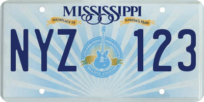 MS license plate NYZ123