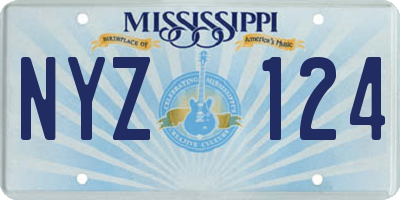 MS license plate NYZ124