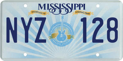 MS license plate NYZ128