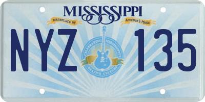 MS license plate NYZ135