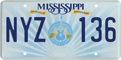 MS license plate NYZ136