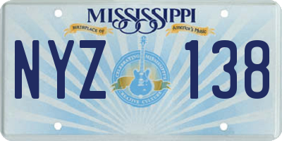 MS license plate NYZ138