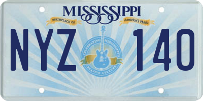 MS license plate NYZ140