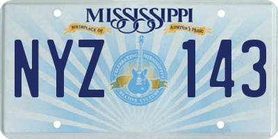 MS license plate NYZ143
