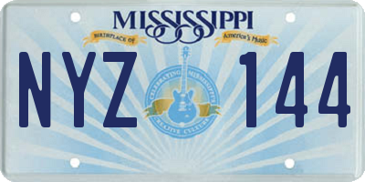 MS license plate NYZ144