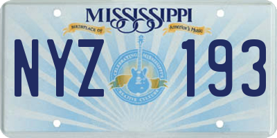 MS license plate NYZ193