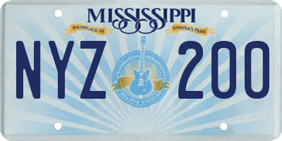 MS license plate NYZ200