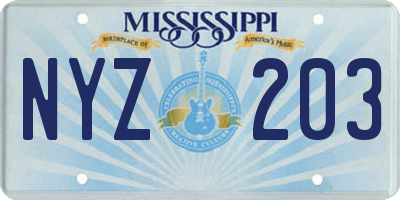 MS license plate NYZ203