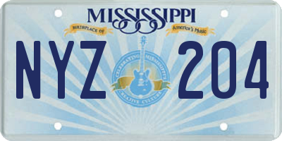 MS license plate NYZ204
