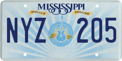 MS license plate NYZ205