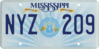 MS license plate NYZ209