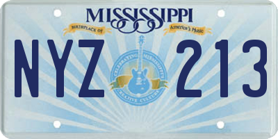 MS license plate NYZ213