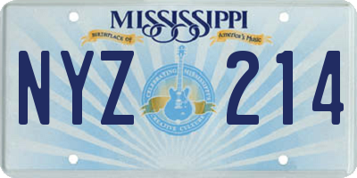 MS license plate NYZ214