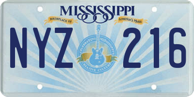 MS license plate NYZ216