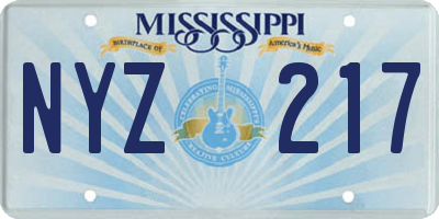 MS license plate NYZ217